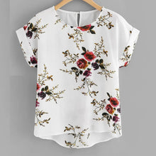 Load image into Gallery viewer, Summer Fashion Floral Print Blouse Pullover Ladies O-Neck Tee Tops Female Women's Short Sleeve Shirt Blusas Femininas Clothing