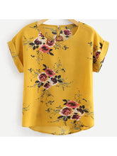 Load image into Gallery viewer, Summer Fashion Floral Print Blouse Pullover Ladies O-Neck Tee Tops Female Women's Short Sleeve Shirt Blusas Femininas Clothing