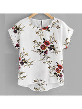 Load image into Gallery viewer, Summer Fashion Floral Print Blouse Pullover Ladies O-Neck Tee Tops Female Women's Short Sleeve Shirt Blusas Femininas Clothing