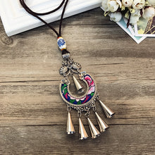 Load image into Gallery viewer, Retro Fashion Ethnic Embroidery Flower Necklace Tassel Pendant Sweater Chain