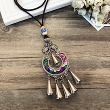 Load image into Gallery viewer, Retro Fashion Ethnic Embroidery Flower Necklace Tassel Pendant Sweater Chain