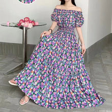 Load image into Gallery viewer, THHONE Vestidos Robe Maxi Long Dress Women Summer Indian Clothes Bohemian Cotton Linen Floral Short Sleeve Korean Style Casual