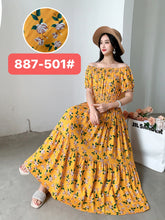 Load image into Gallery viewer, THHONE Vestidos Robe Maxi Long Dress Women Summer Indian Clothes Bohemian Cotton Linen Floral Short Sleeve Korean Style Casual