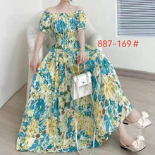 Load image into Gallery viewer, THHONE Vestidos Robe Maxi Long Dress Women Summer Indian Clothes Bohemian Cotton Linen Floral Short Sleeve Korean Style Casual