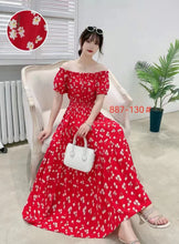 Load image into Gallery viewer, THHONE Vestidos Robe Maxi Long Dress Women Summer Indian Clothes Bohemian Cotton Linen Floral Short Sleeve Korean Style Casual