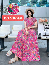 Load image into Gallery viewer, THHONE Vestidos Robe Maxi Long Dress Women Summer Indian Clothes Bohemian Cotton Linen Floral Short Sleeve Korean Style Casual