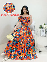 Load image into Gallery viewer, THHONE Vestidos Robe Maxi Long Dress Women Summer Indian Clothes Bohemian Cotton Linen Floral Short Sleeve Korean Style Casual