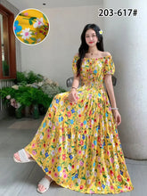 Load image into Gallery viewer, THHONE Vestidos Robe Maxi Long Dress Women Summer Indian Clothes Bohemian Cotton Linen Floral Short Sleeve Korean Style Casual