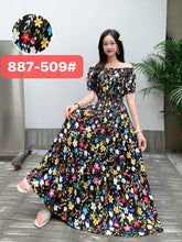 Load image into Gallery viewer, THHONE Vestidos Robe Maxi Long Dress Women Summer Indian Clothes Bohemian Cotton Linen Floral Short Sleeve Korean Style Casual