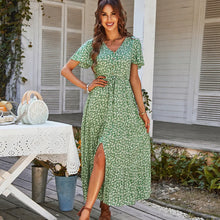 Load image into Gallery viewer, Vintage Floral Dresses for Women Elegant Loose New Slit Dress Summer Beach Holiday Leisure Long Dresses High Waist Print Vestido