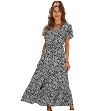 Load image into Gallery viewer, Vintage Floral Dresses for Women Elegant Loose New Slit Dress Summer Beach Holiday Leisure Long Dresses High Waist Print Vestido