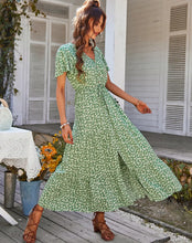 Load image into Gallery viewer, Vintage Floral Dresses for Women Elegant Loose New Slit Dress Summer Beach Holiday Leisure Long Dresses High Waist Print Vestido