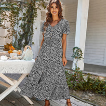 Load image into Gallery viewer, Vintage Floral Dresses for Women Elegant Loose New Slit Dress Summer Beach Holiday Leisure Long Dresses High Waist Print Vestido