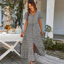 Load image into Gallery viewer, Vintage Floral Dresses for Women Elegant Loose New Slit Dress Summer Beach Holiday Leisure Long Dresses High Waist Print Vestido