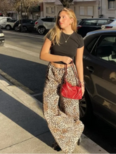 Load image into Gallery viewer, Vintage Leopard Print Pants Women Casual Loose Lace Up Wide Leg Trousers Female 2024 Summer Fashion All-match Lady Streetwear