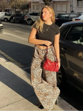 Load image into Gallery viewer, Vintage Leopard Print Pants Women Casual Loose Lace Up Wide Leg Trousers Female 2024 Summer Fashion All-match Lady Streetwear