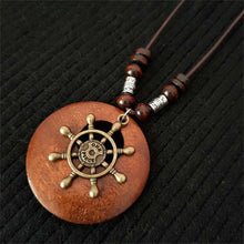 Load image into Gallery viewer, Vintage Wooden Owl Leaf Pendant Necklaces Boho Ethnic Style Metal Hollow leaves Necklaces Long Wax Rope Chain For Women Gifts