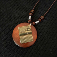 Load image into Gallery viewer, Vintage Wooden Owl Leaf Pendant Necklaces Boho Ethnic Style Metal Hollow leaves Necklaces Long Wax Rope Chain For Women Gifts