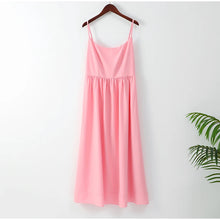 Load image into Gallery viewer, Women Elegant Solid Spaghetti Strap Midi Dress Fashion U-neck Sleeveless Backless Pocket Dresses Summer Lady Party A-line Robes