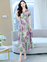 Load image into Gallery viewer, Women Party Clothes Floral Chiffon Summer 2023 New Long Dress Beach Korean Fashion Elegant Boho Tunics Prom V-Neck Midi Dresses