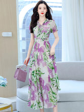 Load image into Gallery viewer, Women Party Clothes Floral Chiffon Summer 2023 New Long Dress Beach Korean Fashion Elegant Boho Tunics Prom V-Neck Midi Dresses