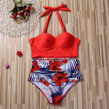 Load image into Gallery viewer, Women Push Up Bikini Set Summer Sexy Slim Flower Print Female High Waist Swimming Suits