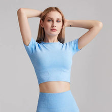 Load image into Gallery viewer, Women Seamless Yoga T-Shirt Fitness Crop Top Workout Gym Shirts Short Sleeve Quick-drying Yoga T-shirts Sportswear Female