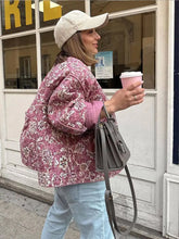 Load image into Gallery viewer, Women's Quilted Jacket Fall Winter New Floral Print Thickened Stand-up Collar Cotton Jacket Fashionable Outerwear Jacket