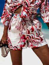 Load image into Gallery viewer, Women's Shirt Sets Fashion Printed Summer Long Sleeve Shirt + Shorts 2 Pieces Set 2023 Lady Vintage Holiday Beach Casual Outfits