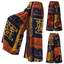 Load image into Gallery viewer, Women's Wide Leg Boho Harem Pants Gypsy Hippie Indian Thailand Bohemian Palazzo Pants Smocked Waist Aladdin Trousers shirt