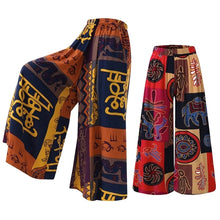 Load image into Gallery viewer, Women's Wide Leg Boho Harem Pants Gypsy Hippie Indian Thailand Bohemian Palazzo Pants Smocked Waist Aladdin Trousers shirt