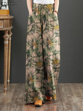 Load image into Gallery viewer, Bohemian Floral Printed Pants Autumn Fashion Wide Leg Pant Woman Casual Cotton Long Trousers Vintage Elastic Palazzo 2023