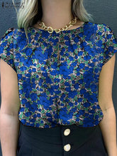 Load image into Gallery viewer, Retro Printed Blouse Women Stylish Shirt Summer Tunic Tops Short Sleeve Beach Party Blusas Bohemian Causal O Neck Chemise