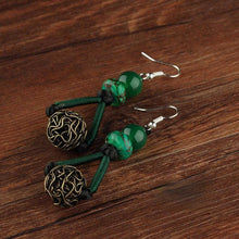 Load image into Gallery viewer, Ethnic style earrings green earrings women's vintage style sterling silver premium sense earrings