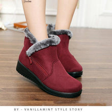 Load image into Gallery viewer, Winter Zipper Wedge Heel Keep Warm Ankle Snow Boots For Women
