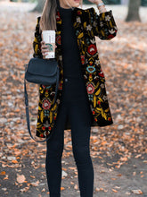 Load image into Gallery viewer, Winter Flower Print Pattern Coats Long Sleeve Vintage Coat Casual Women Slim Coat Jacket Female Outwear