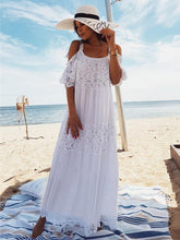 Load image into Gallery viewer, Spaghetti-strap Lace Hollow Solid Beach Swimwear Maxi Dresses
