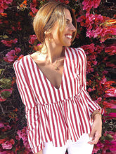 Load image into Gallery viewer, Tops Womens new arrived Casual Striped V-Neck Full sleeve Shirt brief t-shirt