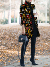 Load image into Gallery viewer, Winter Flower Print Pattern Coats Long Sleeve Vintage Coat Casual Women Slim Coat Jacket Female Outwear