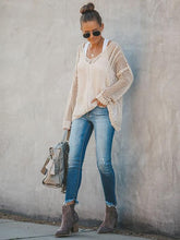 Load image into Gallery viewer, Hollow Solid Color V-neck Knitting Sweater Tops