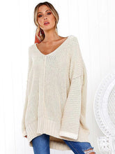Load image into Gallery viewer, Solid Color V-neck Loose Sweater Tops