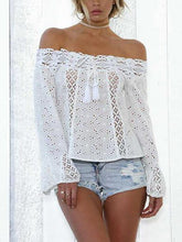 Load image into Gallery viewer, Lace Off Shoulder Flared Sleeves Cover-Ups Tops