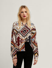 Load image into Gallery viewer, Printed Geometric Pattern Shirt Loose Stand Collar Top