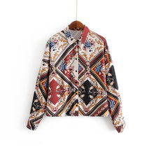 Load image into Gallery viewer, Printed Geometric Pattern Shirt Loose Stand Collar Top