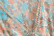Load image into Gallery viewer, Boho Floral Print V-Neck Summer Flare Sleeve Hippie Beach Mini Dress