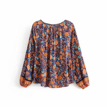 Load image into Gallery viewer, Spring New Bohemian Vintage Lace Print Cutout Long Sleeve Shirt Top