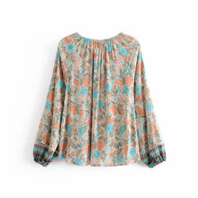 Load image into Gallery viewer, Spring New Bohemian Vintage Lace Print Cutout Long Sleeve Shirt Top