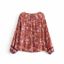 Load image into Gallery viewer, Spring New Bohemian Vintage Lace Print Cutout Long Sleeve Shirt Top