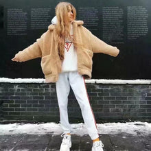 Load image into Gallery viewer, Loose Padded Warm Lamb Lamb Leisure Lapel Double Pocket Coat