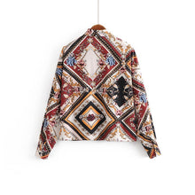 Load image into Gallery viewer, Printed Geometric Pattern Shirt Loose Stand Collar Top